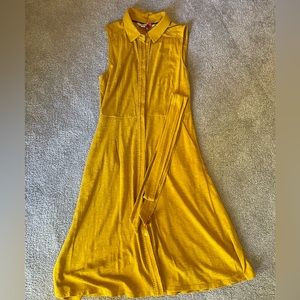 Boden Yellow MIDI Shirt Dress with Tie